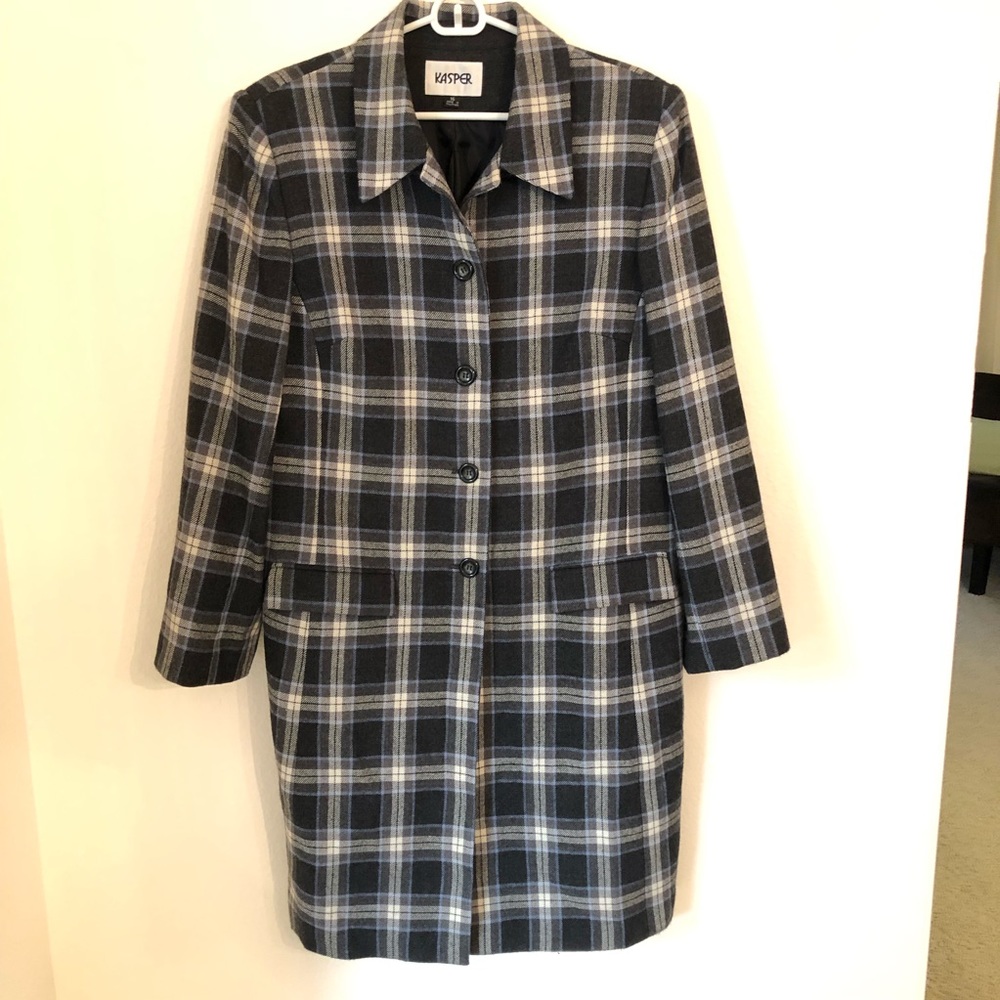 Kasper Wool Checkered Coat Lightweight 16